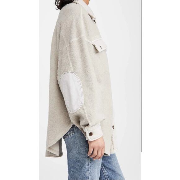 Free People Ruby Jacket Shacket Distressed Elbow Patch Button Up Ovresized S - Picture 4 of 16